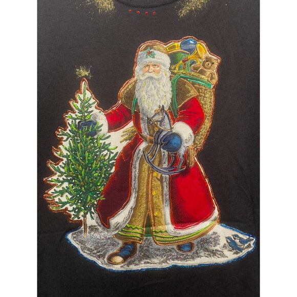 Vintage Soffe Shirts Made in USA Xl Santa Patch Design Black Single Stitch - Picture 2 of 7
